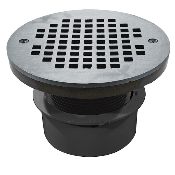 Jones Stephens 3in. PVC Inside Pipe Fit Drain Base with 2in. Plastic Spud and 4in. Chrome Plated Strainer D53152 - main